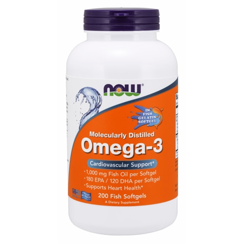 Omega-3 - 1000 мг - 200 рыбьих желатиновых капсул - NOW Foods NOW Foods