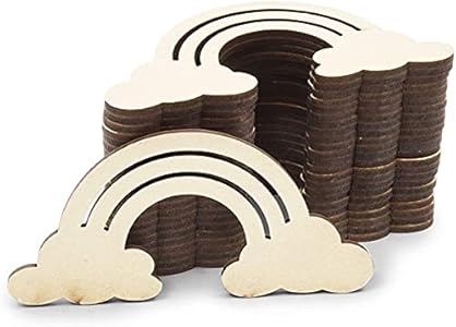 Bright Creations Unfinished Wood Cutouts for Crafts, Rainbow Clouds (4.5 x 2.2 in, 24 Pieces) Bright Creations