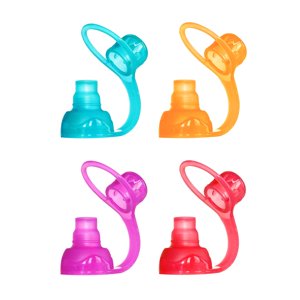 ChooMee SoftSip Food Pouch Top | Baby Led Weaning | No Spill Flow Control Valve, Protects Childs Mouth, 100% Silicone, BPA Free | Swirl Colors, 4 CT ChooMee