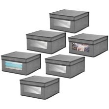 mDesign Fabric Closet Storage Organizer Box with Window - 6 Pack MDesign