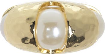 Купольное кольцо с искусственным жемчугом Covet