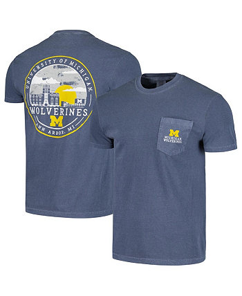 Мужская темно-синяя футболка с карманами Michigan Wolverines в полоску Sky Comfort Colors Image One