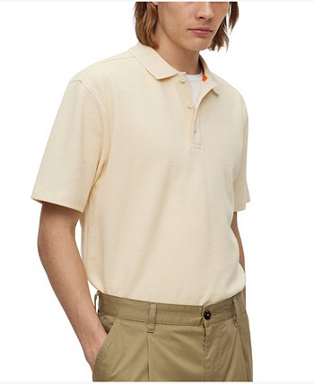 Мужская рубашка поло свободного кроя с вафельной структурой BOSS из смесового хлопка BOSS