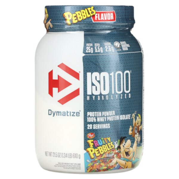 ISO100 гидролизованный, 100 % изолят сывороточного протеина, фруктовые камешки, 1,34 фунта (610 г) Dymatize