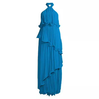 Плиссированное платье из жоржета с лямкой на шее ONE33 SOCIAL