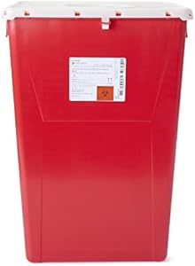 McKesson Prevent Premium Biohazard Sharps Container - Vertical Entry, Rotating Lid - Red and White, 18 gal, 13 in x 17 3/10 in x 24 3/5 in, 1 Count Mckesson