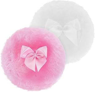 Sibba Large Fluffy Powder Puff, 4 Inch Ultra Soft Washable Reusable Velour Face Body Powder Puff Loose Powder Puffs Wet Dry Makeup Tool (Pink) Sibba