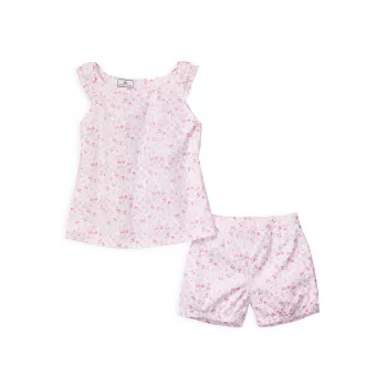 Детские, маленькие девочки и amp; Двухкомпонентный топ для девочек Mo Dorset с цветочным принтом Amelie &amp; Комплект шорт Petite Plume