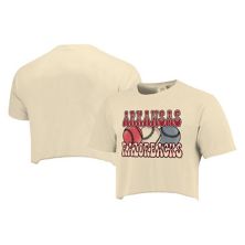 Women's Natural Arkansas Razorbacks Comfort Colors Baseball Cropped T-Shirt Image One