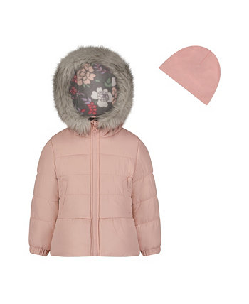 Однотонная куртка с отделкой из искусственного меха и флисовая шапка для девочек-подростков Weathertamer