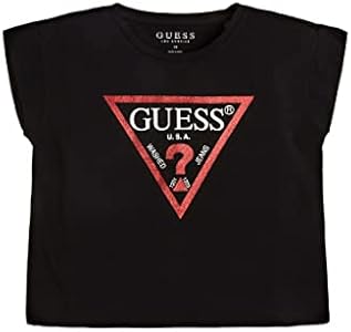 GUESS Girls' Big Foil Print Logo Organic Stretch Jersey Short Sleeve T-Shirt GUESS