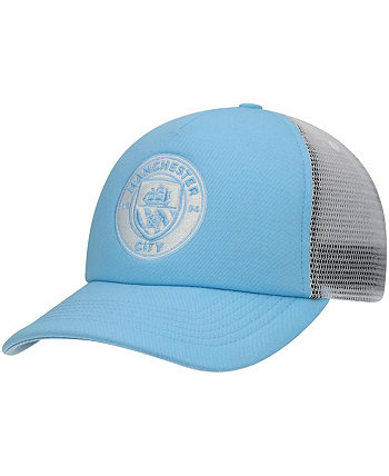 Men's Sky Blue and White Manchester City Fog Trucker Snapback Hat Fan Ink
