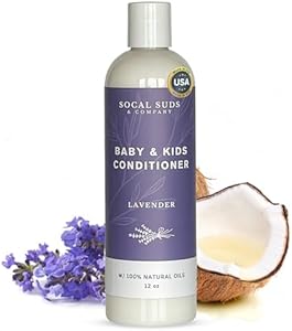 SoCal Suds & Company - Organic Baby & Kids Conditioner - Moisture Baby Hair Conditioner - Gentle Natural Vitamin Rich Ingredient Organic Oils for Babies and Kids Sensitive Scalp - Unscented, 12oz SoCal Suds & Company