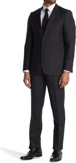 Темно-серый костюм с двумя пуговицами прилегающего кроя с выемками и лацканами Zanetti