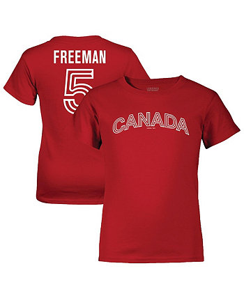 Красная футболка с именем и номером Фредди Фримана для больших мальчиков и девочек, Канада, бейсбол, мир бейсбола 2023, классическая футболка Legends