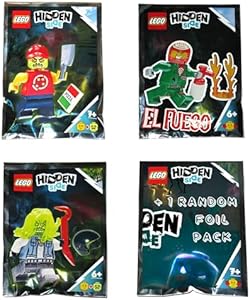 LEGO Hidden Side Minifigure Combo Four Pack - Possessed Pizza Delivery Man, El Fuego, Possessed Biker, and One Random Foil Pack Lego