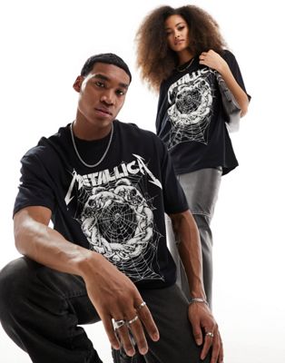 Черная оверсайз-футболка унисекс с лицензией ASOS DESIGN с принтом Metallica ASOS DESIGN