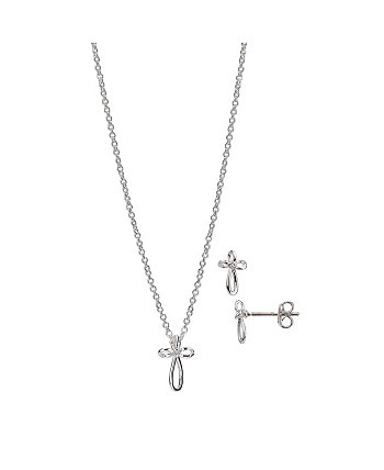 Open Cross Pendant Necklace and Earring Set FAO Schwarz