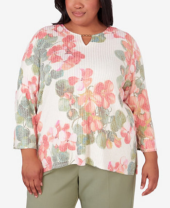 Plus Size Tuscan Sunset Floral Textured Top Alfred Dunner