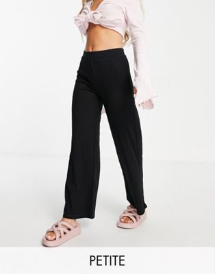 Pieces Petite high waisted wide leg pants in black Pieces Petite