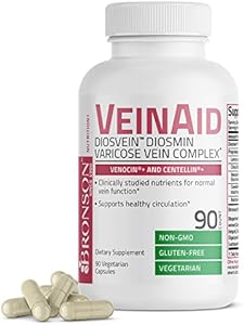 Bronson VeinAid Diosmin 1000mg DiosVein Varicose Vein Complex with Venocin & Centellin, 90 Vegetarian Capsules (Вегетарианские капсулы) Bronson