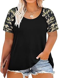 RITERA Plus Size Tops for Women Blouse Button Summer Crewneck Short Sleeve Fashion Casual T-Shirts Pullover XL-5XL Ritera