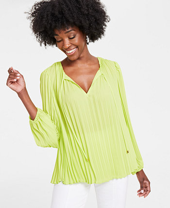 Women's Tie-Neck Pleated Blouse, Created for Macy's I.N.C. International Concepts