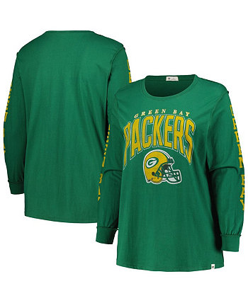 Женская зеленая рваная футболка Green Bay Packers размера плюс Honey Cat SOA с длинным рукавом '47 Brand