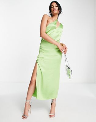 Зеленое асимметричное атласное платье мидакси с вырезами Pretty Lavish Pretty Lavish