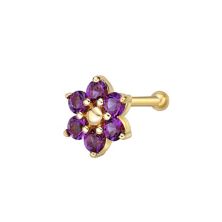 Lila Moon 14k Gold Crystal Accent Flower Nose Ring LILA MOON
