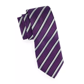Полосатый галстук из хлопка и шелка ISAIA