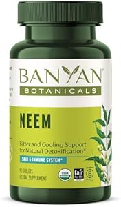 Banyan Botanicals Neem Tablets (Таблетки) – Organic Neem Leaf (Azadirachta Indica) – Supports Natural Detoxification, Healthy Skin, and Immune Health* – 90 Tablets – Non-GMO Sustainably Sourced Vegan Banyan Botanicals