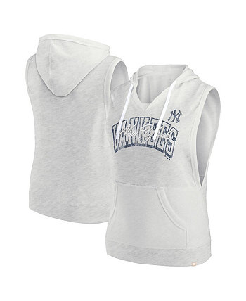 Women's Ash New York Yankees Lounge Script Sleeveless Pullover Hoodie Fanatics