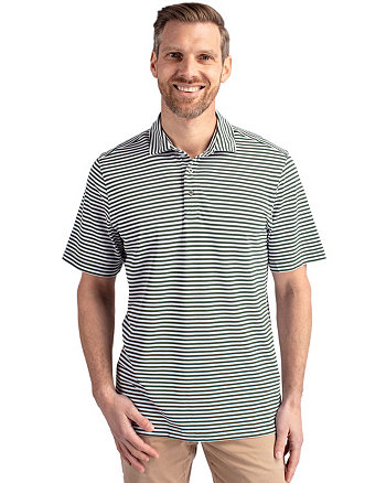 Virtue Eco Pique Stripe Recycled Mens Polo Shirt Cutter & Buck