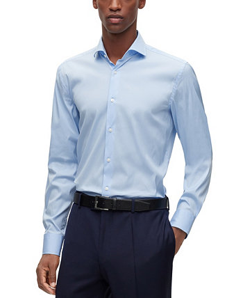 Мужская классическая рубашка узкого кроя BOSS из смесового хлопкового поплина Easy-Iron BOSS