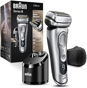 Braun Electric Razor for Men With Precision Beard Trimmer, Rechargeable, Wet & Dry Foil Shaver, Clean & Charge Station & Travel Case, Silver, 3 Piece Set Braun