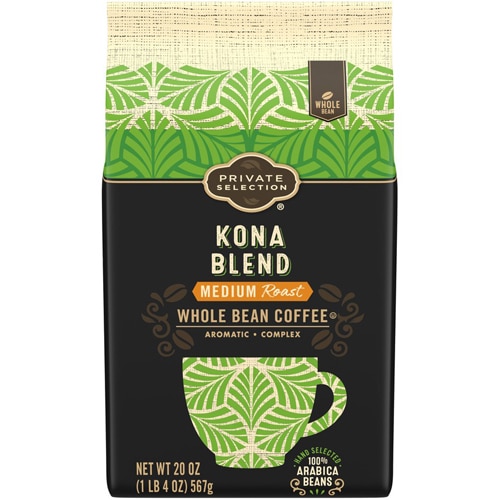 Кофе в зернах средней обжарки Kona, 567 г, 10% Kona, 100% арабика, кошерный продукт Private Selection