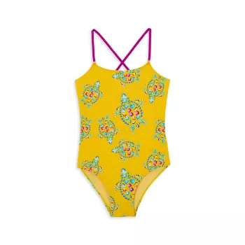 Little Girl's &amp; Girl's Vendôme Turtles Jersey One-Piece Swimsuit VILEBREQUIN