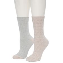 Women's Cuddl Duds® 2-Pack Plushfill Spacedye Wheat Texture Rib Crew Socks Cuddl Duds
