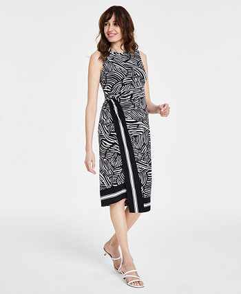 Women's Zebra-Print Faux Wrap Midi Dress, Regular & Petite Michael Kors