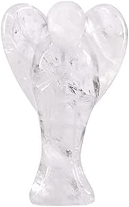 Amogeeli 3 Inches Hand Carved Healing Stone Angel Figurine, Energy Crystal Pocket Guardian Angel Statue Amogeeli