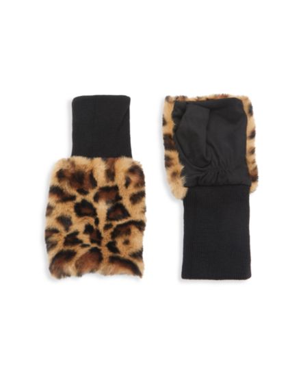 Faux Fur Leopard Print Glove Glamourpuss NYC
