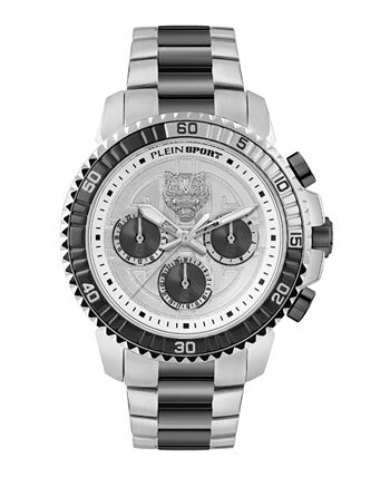 Мужские часы с хронографом и датой, кварцевые часы Powerlift, черный и серебристый браслет из нержавеющей стали, 45 мм Plein Sport