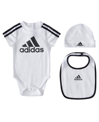 Классический бокс-сет с 3 полосками с короткими рукавами для новорожденных мальчиков Adidas