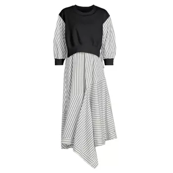 Комбинированное платье-миди-свитшот в полоску 3.1 PHILLIP LIM