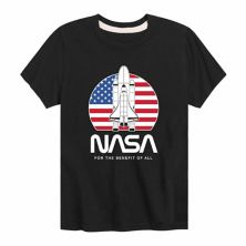 Футболка с изображением флага США для мальчиков 8–20 лет NASA Benefit Of All Graphic NASA