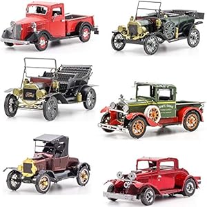 Fascinations Metal Earth 3D Metal Model Kits Ford Set of 6-1908 Model T Dark Green - 1910 Model T - 1931 Model A - 1932 Coupe - 1937 Pickup - 1925 Model T Runabout Fascinations