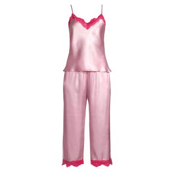 Felicity 2-Piece Satin Crop Pajama Set In Bloom