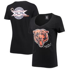 Женская черная памятная футболка с V-образным вырезом New Era Chicago Bears Super Bowl New Era
