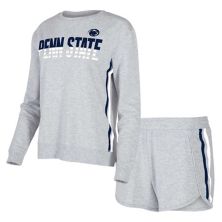 Women's Concepts Sport Gray Penn State Nittany Lions Cedar Tri-Blend Long Sleeve T-Shirt & Shorts Sleep Set Unbranded